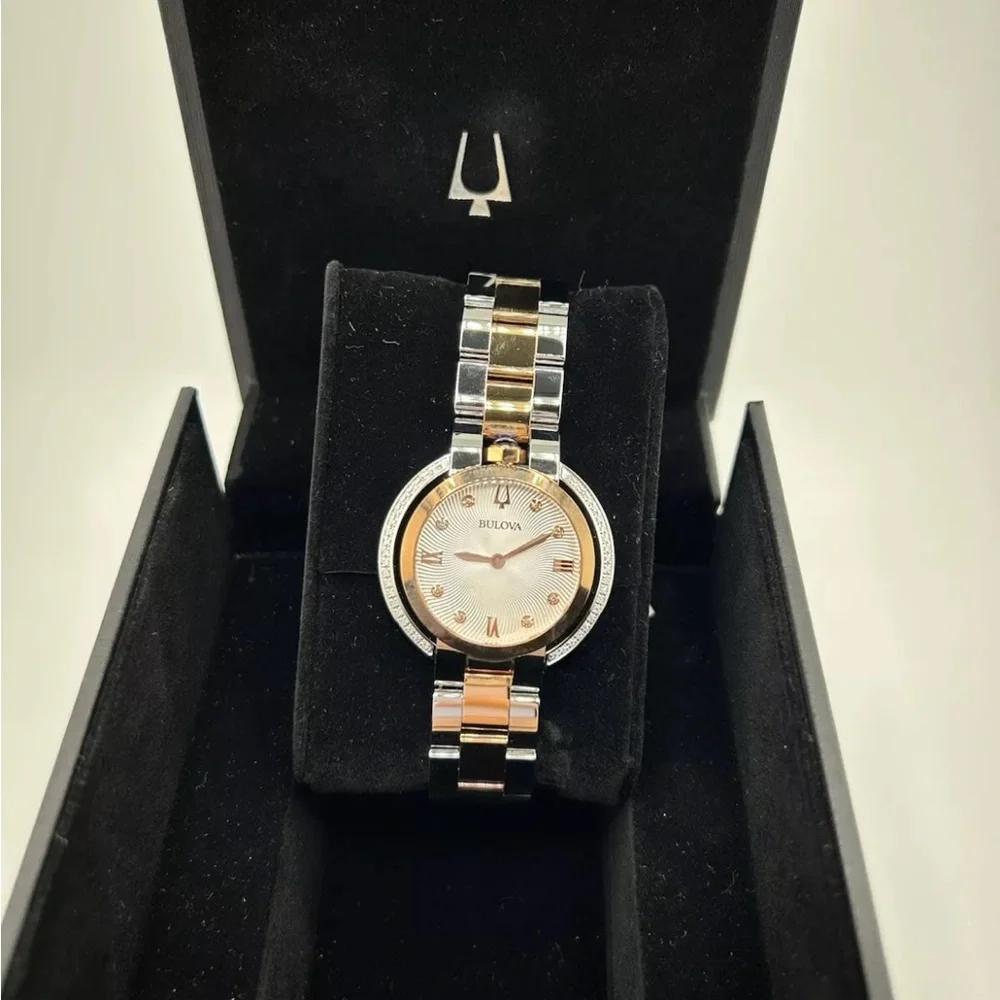 Ladies' Bulova Rubaiyat 50Diamond Two-Tone Stainless Steel Watch 98R247 Running